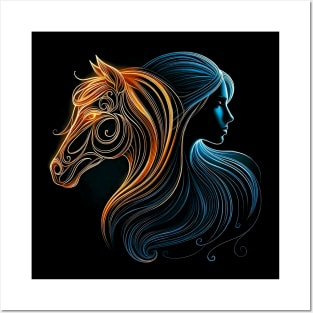 Horse and Girl Women Girls Horseback Riding Gift Posters and Art